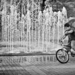 Black and white fountain